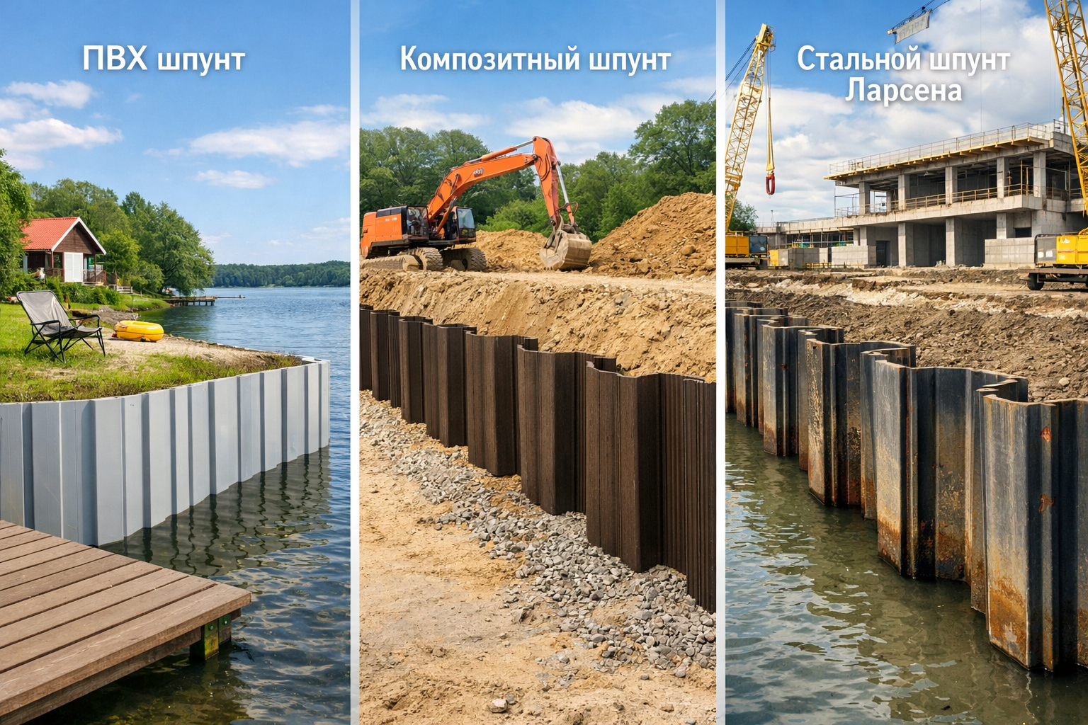 ПВХ, композитные и стальные шпунты: в чём разница и какой выбрать